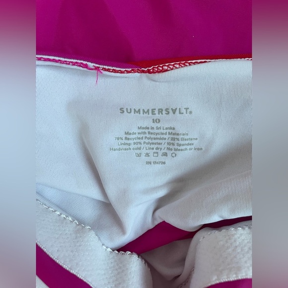 Summersalt Marina Lava Hibiscus Red and Pink Colorblock One Piece Swimsuit 10 - Picture 6 of 8